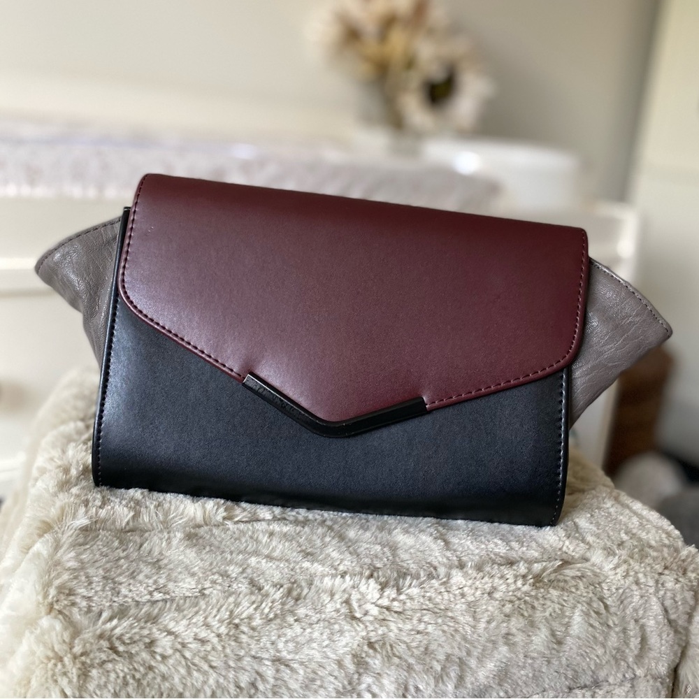 Maroon/Grey/Black Aldo Clutch